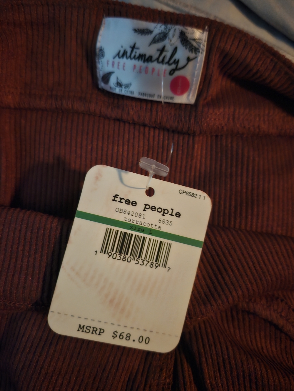 NWT Free People Brown/ Terracotta Tie-Shoulder Bodycon Dress Size L - Picture 5 of 5
